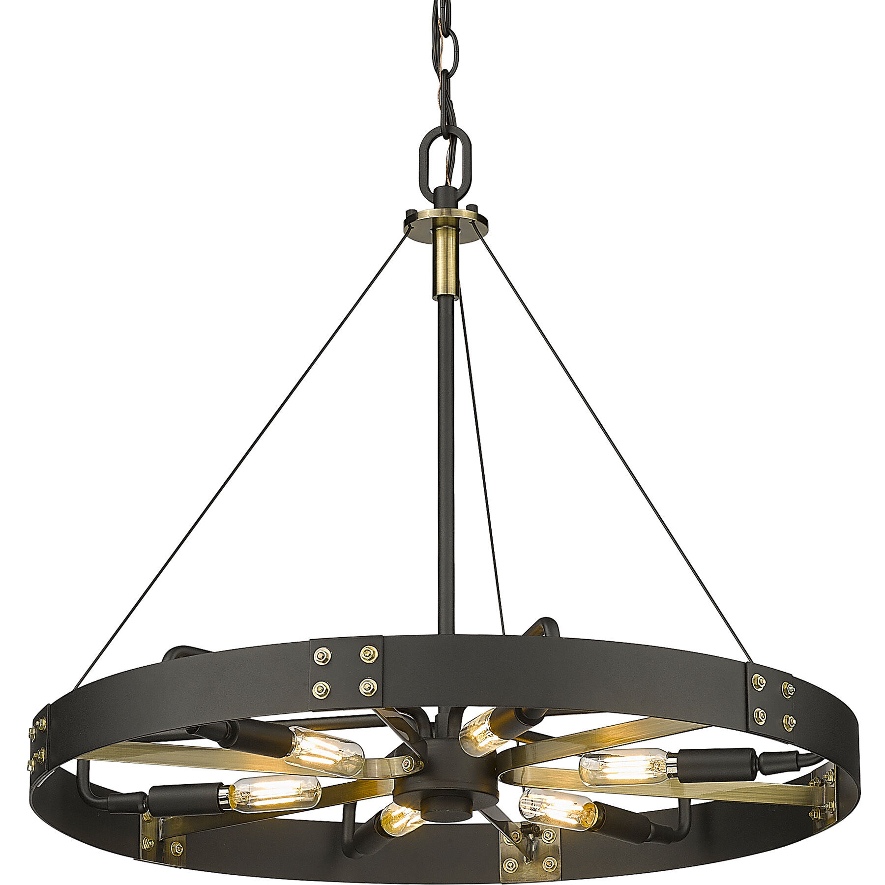 Vaughn Pendant Ceiling Light in Natural Black/Aged Brass, Medium