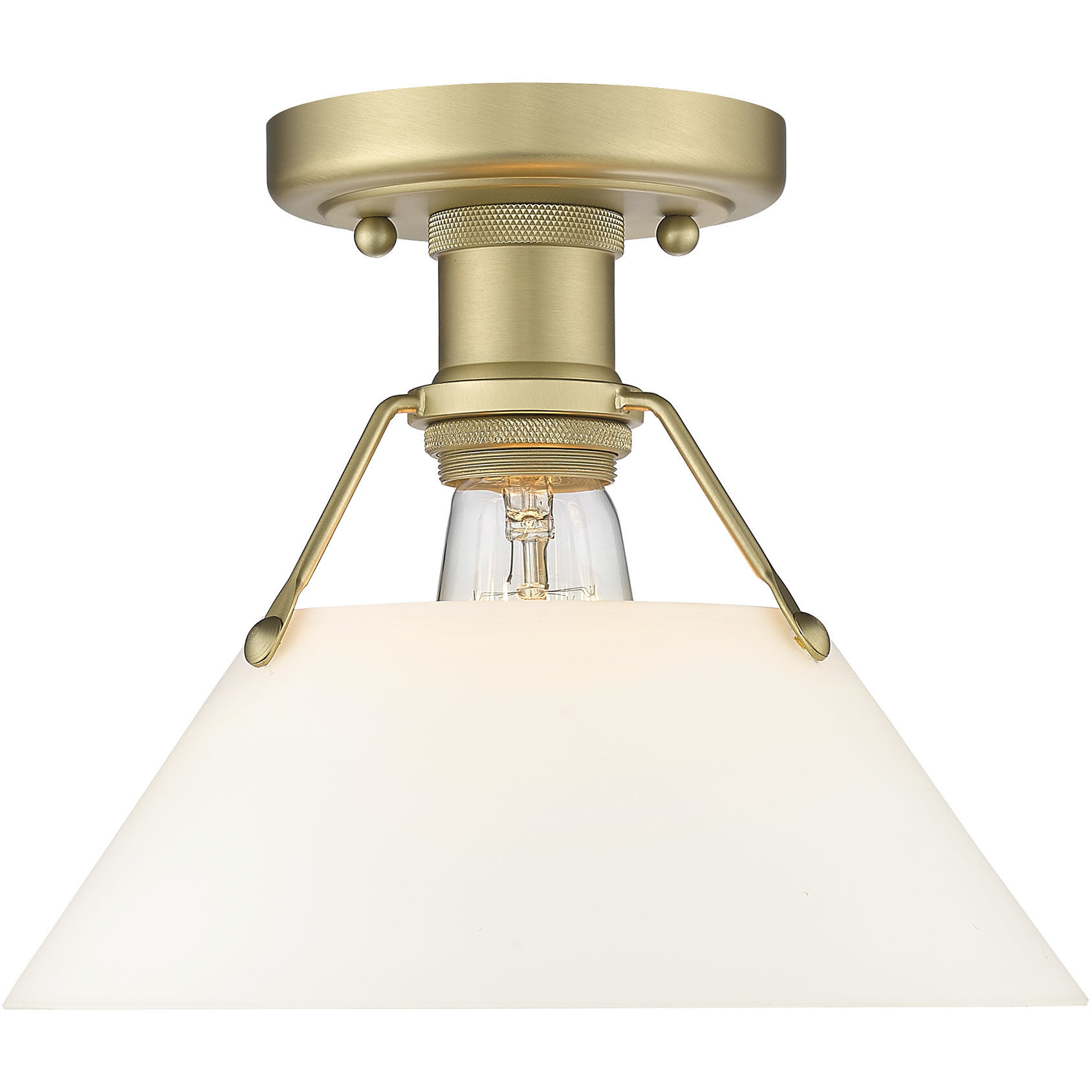 Yep Orwell 1 Light 10 inch Brushed Champagne Brass Flush Mount Ceiling Light in Opal Glass