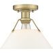 Yep Orwell 1 Light 10 inch Brushed Champagne Brass Flush Mount Ceiling Light in Opal Glass