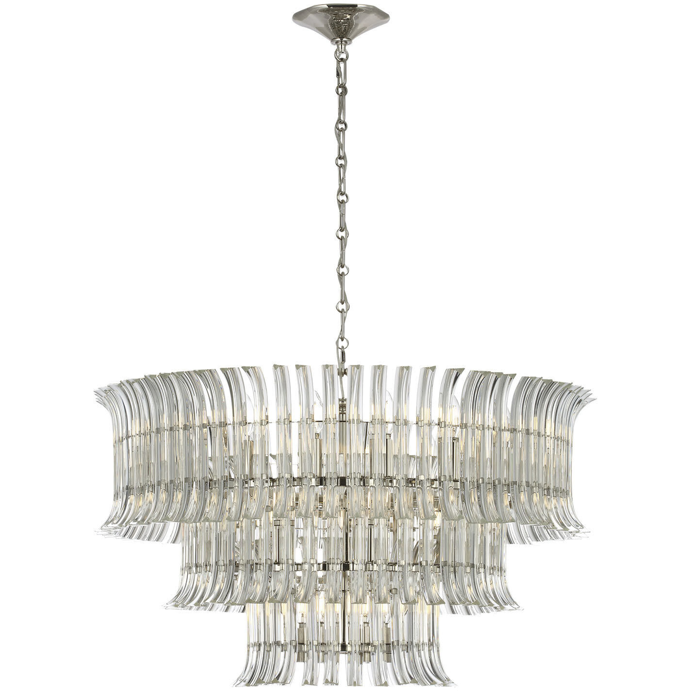 AERIN Rhine LED 34 inch Polished Nickel Three Tier Chandelier Ceiling Light