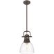 Yep Duncan 1 Light 8.88 inch Rubbed Bronze Pendant Ceiling Light in Clear Glass