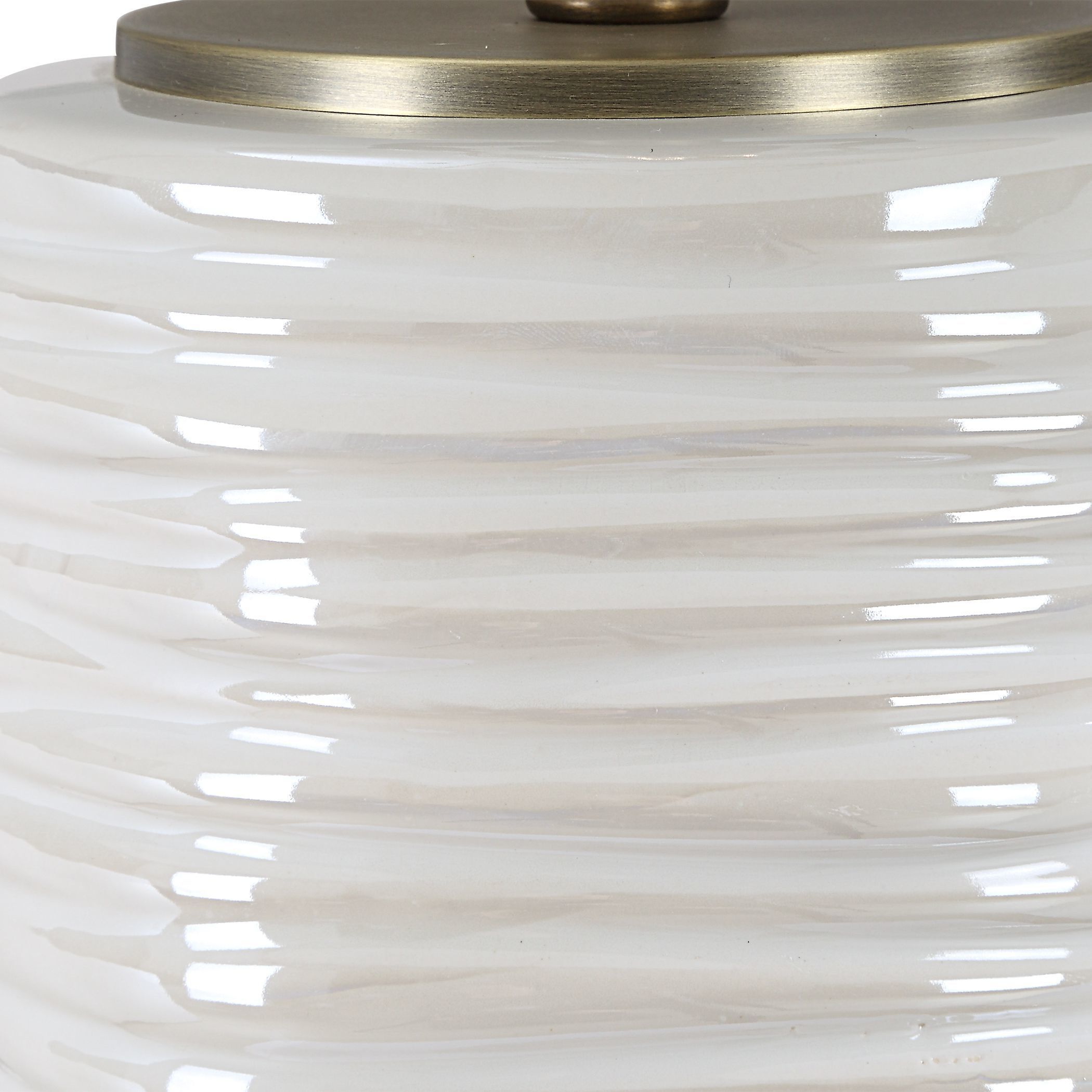 Pavlova 27.6 inch 150.00 watt Glossy White Glaze and Brushed Antique Brass Table Lamp Portable Light