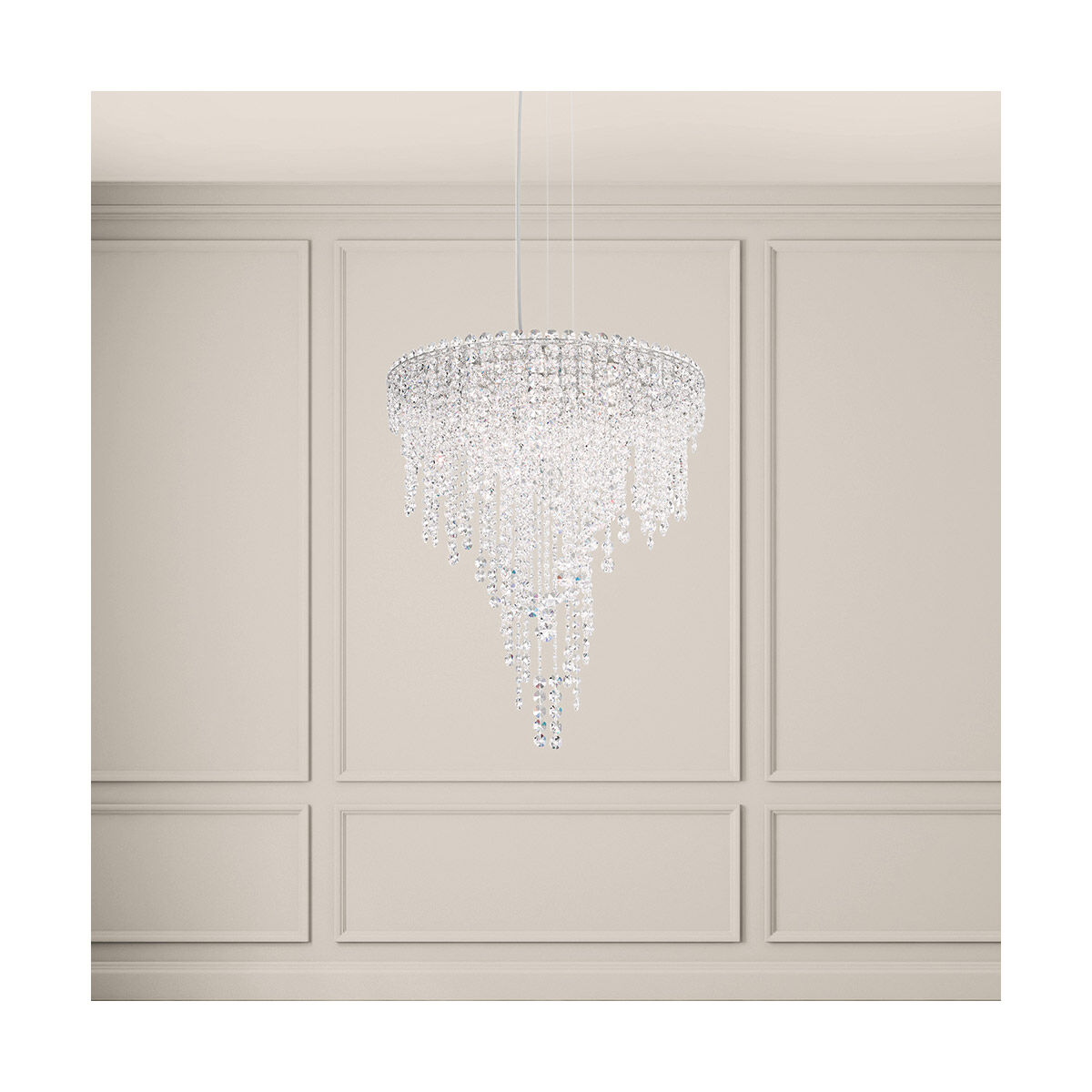 Chantant 6 Light Polished Stainless Steel Pendant Ceiling Light in Optic, Strand