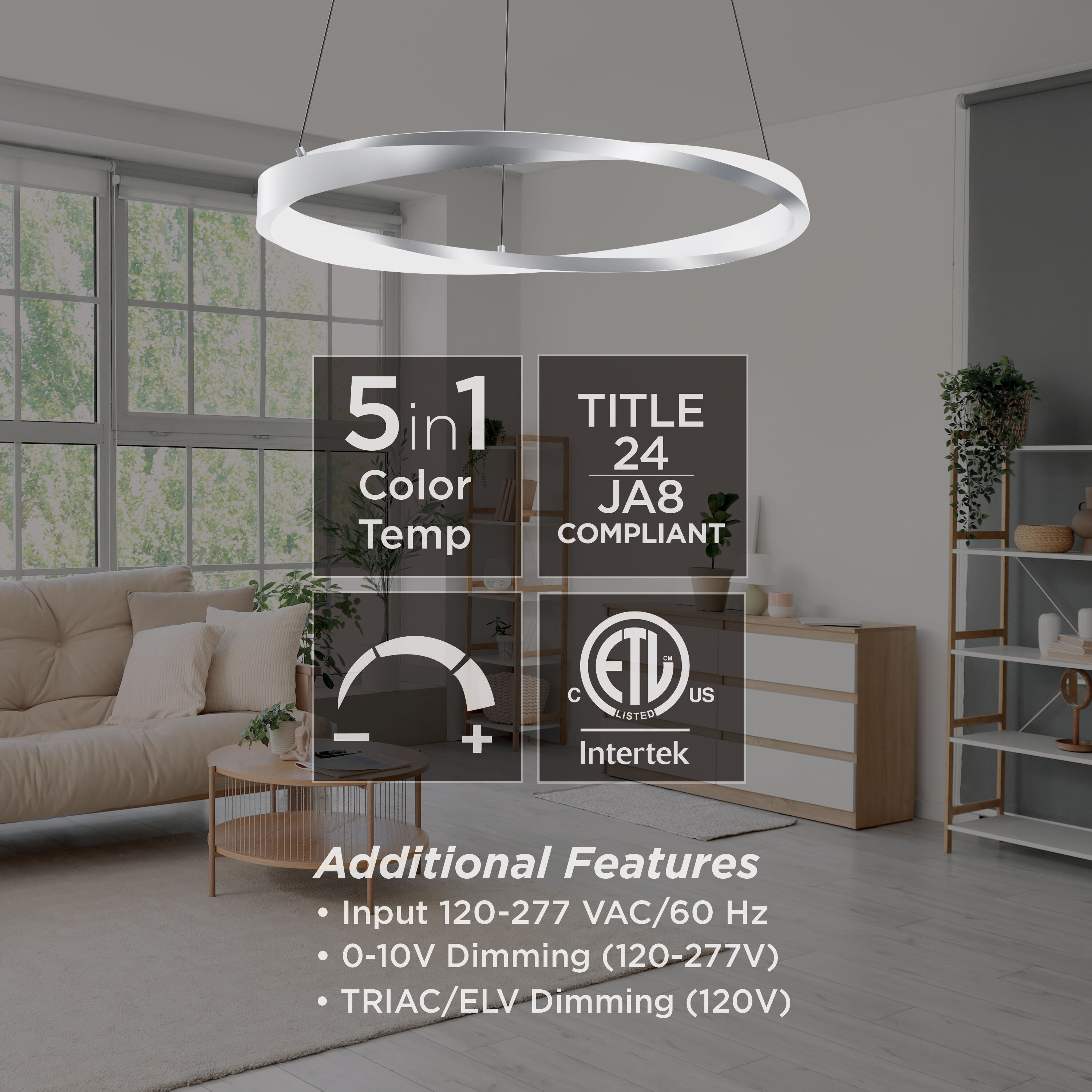 Oberon LED 1.4 inch Satin Nickel Pendant Ceiling Light