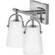 Foster 2 Light 13.75 inch Chrome Bath Light Wall Light in Etched Opal
