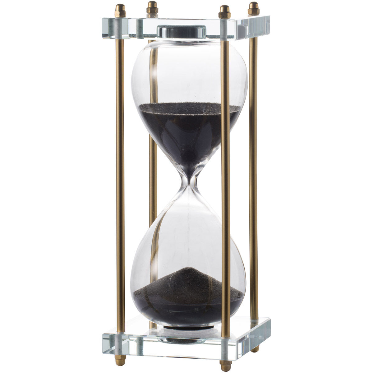 Modern Black and Clear and Brass Hourglass