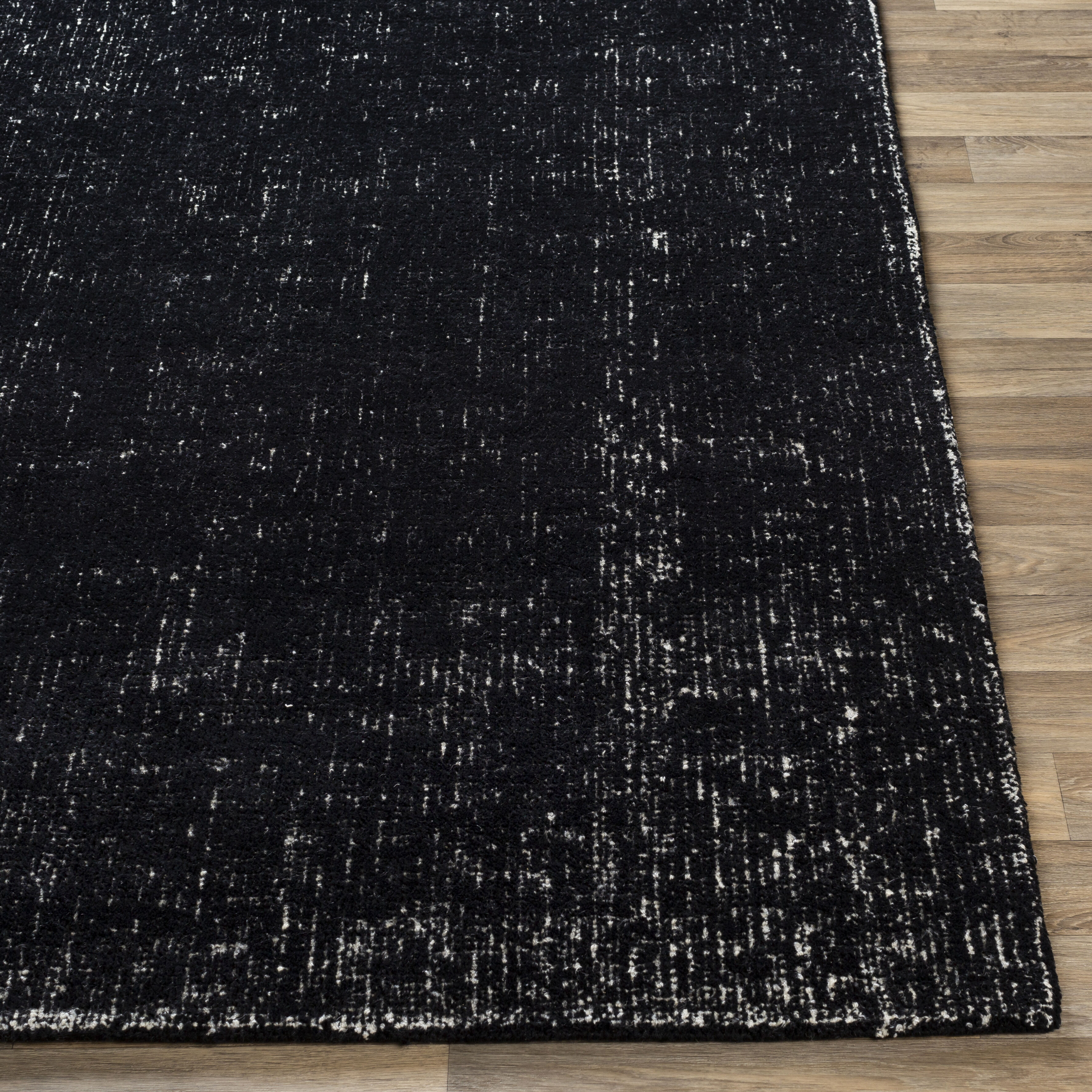 Messina 120 X 96 inch Black/White Handmade Rug in 8 x 10, Rectangle