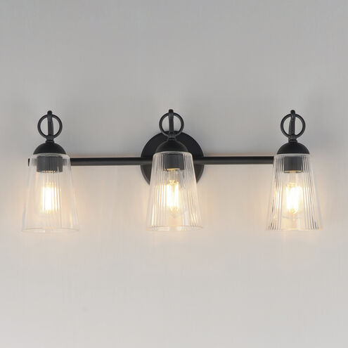 Jackson Hole 3 Light 23.5 inch Black Bath Vanity Light Wall Light in Clear
