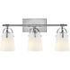 Foster 3 Light 22.75 inch Chrome Bath Light Wall Light in Etched Opal