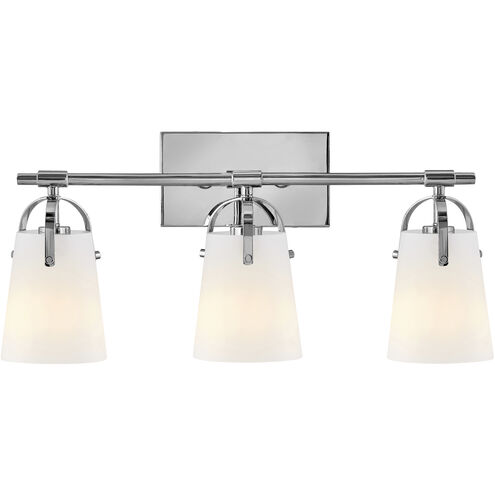Foster 3 Light 22.75 inch Chrome Bath Light Wall Light in Etched Opal