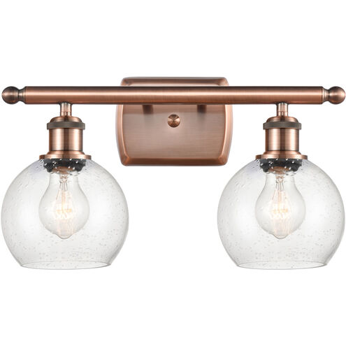 Ballston Athens 2 Light 16 inch Antique Copper Bath Vanity Light Wall Light in Seedy Glass