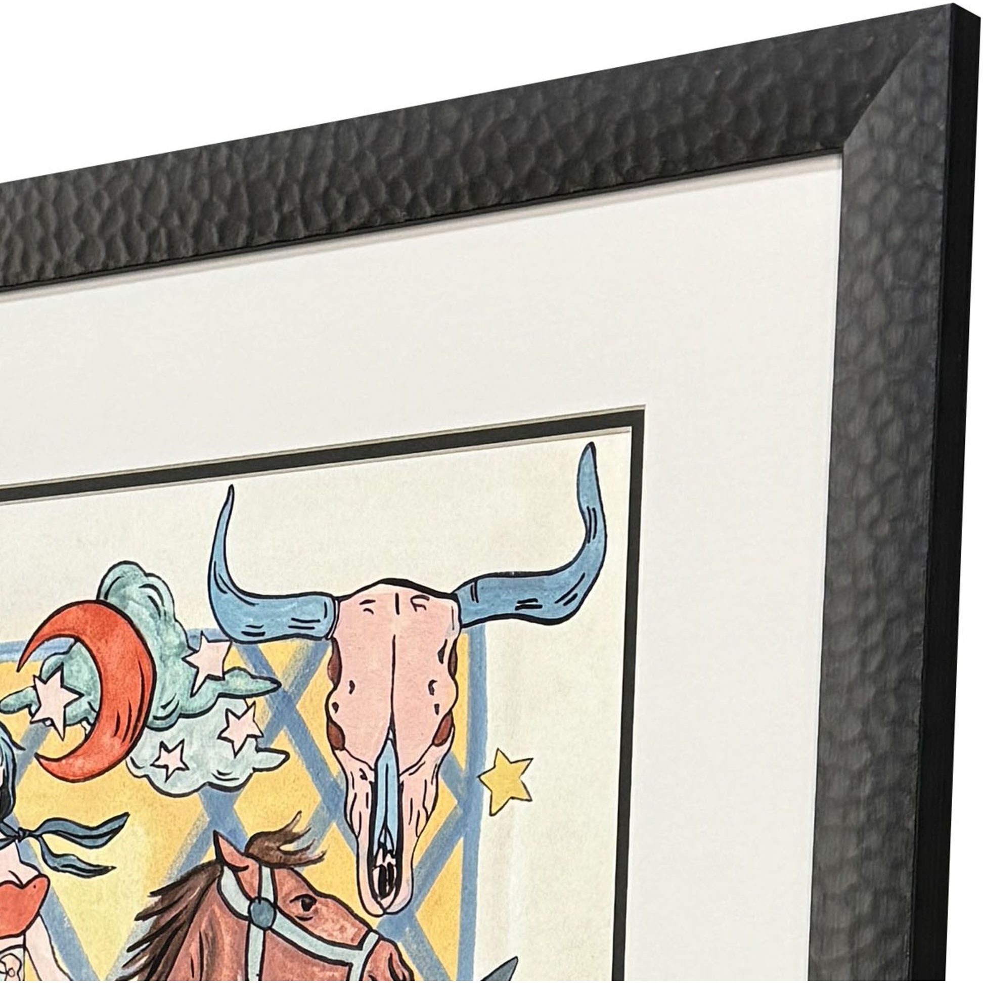 Range Rider Brown and Blue and Red Framed Art