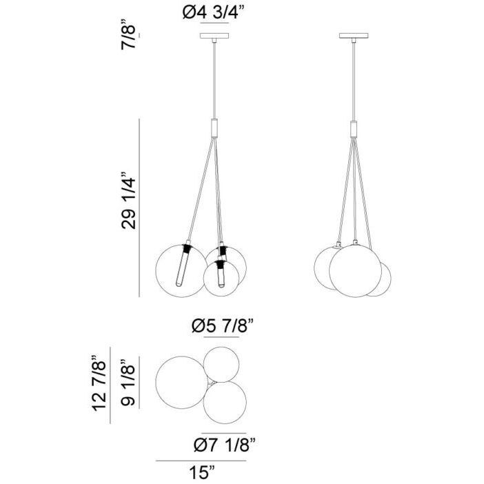 Magma LED 12.88 inch Black Chandelier Ceiling Light