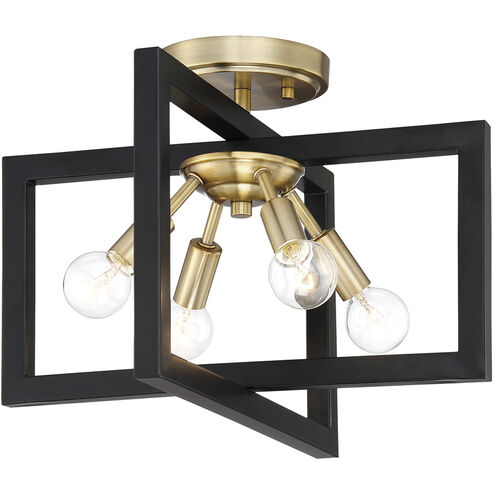 Xander 4 Light 15 inch Aged Warm Brass Semi-Flush Ceiling Light