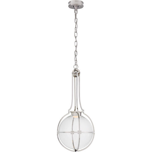 Chapman & Myers Gracie LED 13 inch Polished Nickel Captured Globe Pendant Ceiling Light, Medium