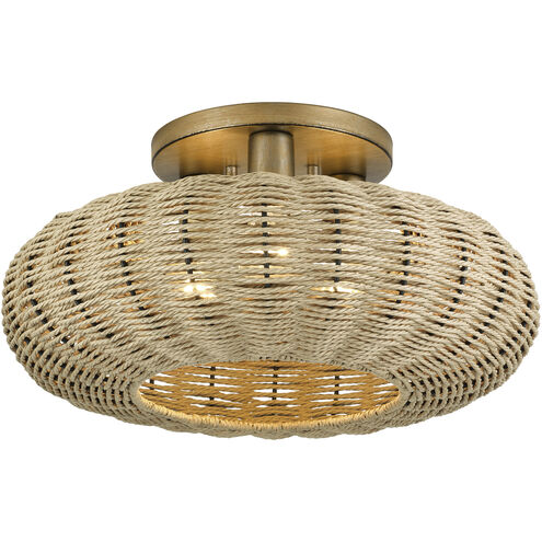 Summervine 3 Light 18 inch Antique Gold Leaf Semi Flush Mount Ceiling Light, Large