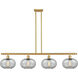 Ballston Gorham 4 Light 48 inch Satin Gold Island Light Ceiling Light in Charcoal Glass, Ballston