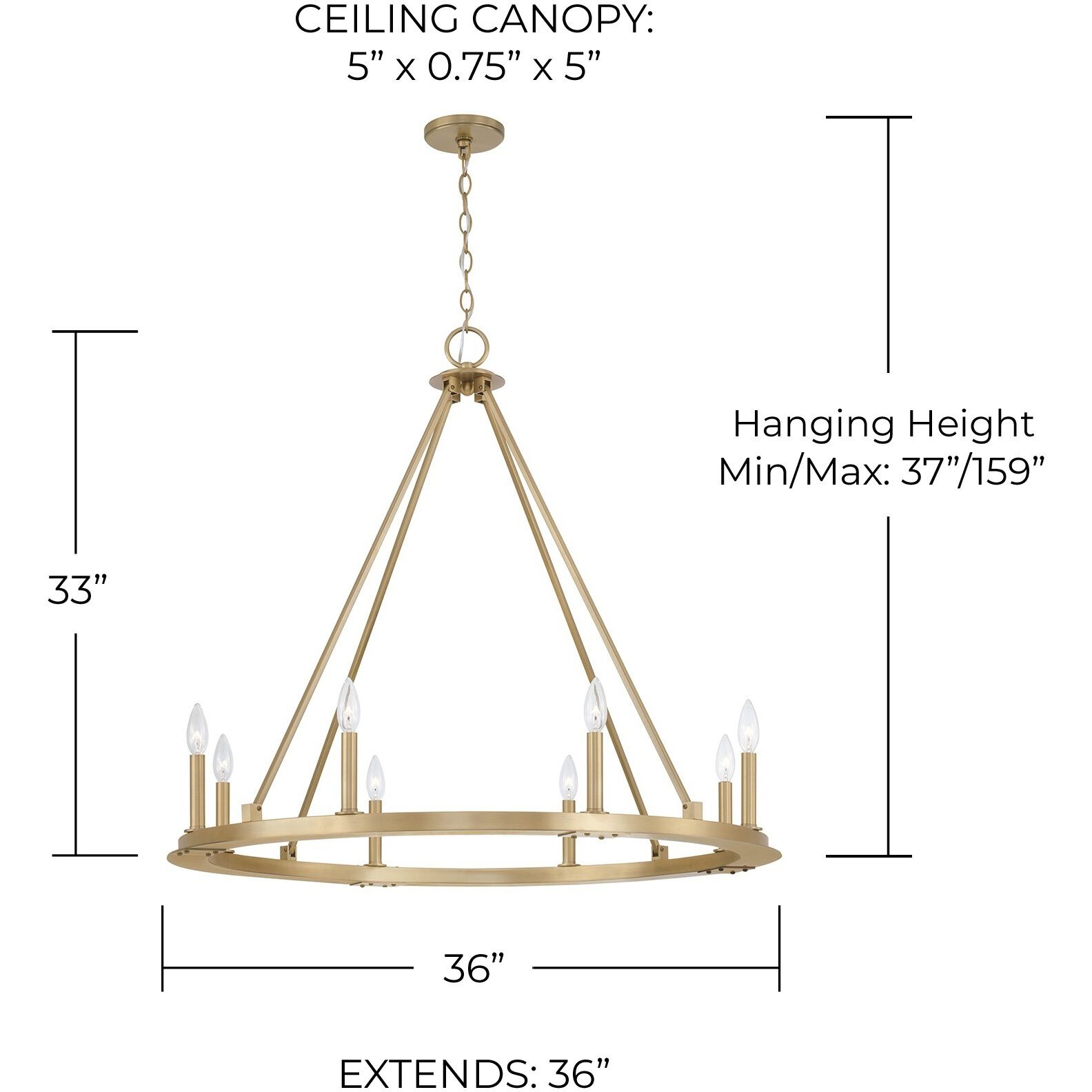 Pearson 8 Light 36 inch Aged Brass Chandelier Ceiling Light