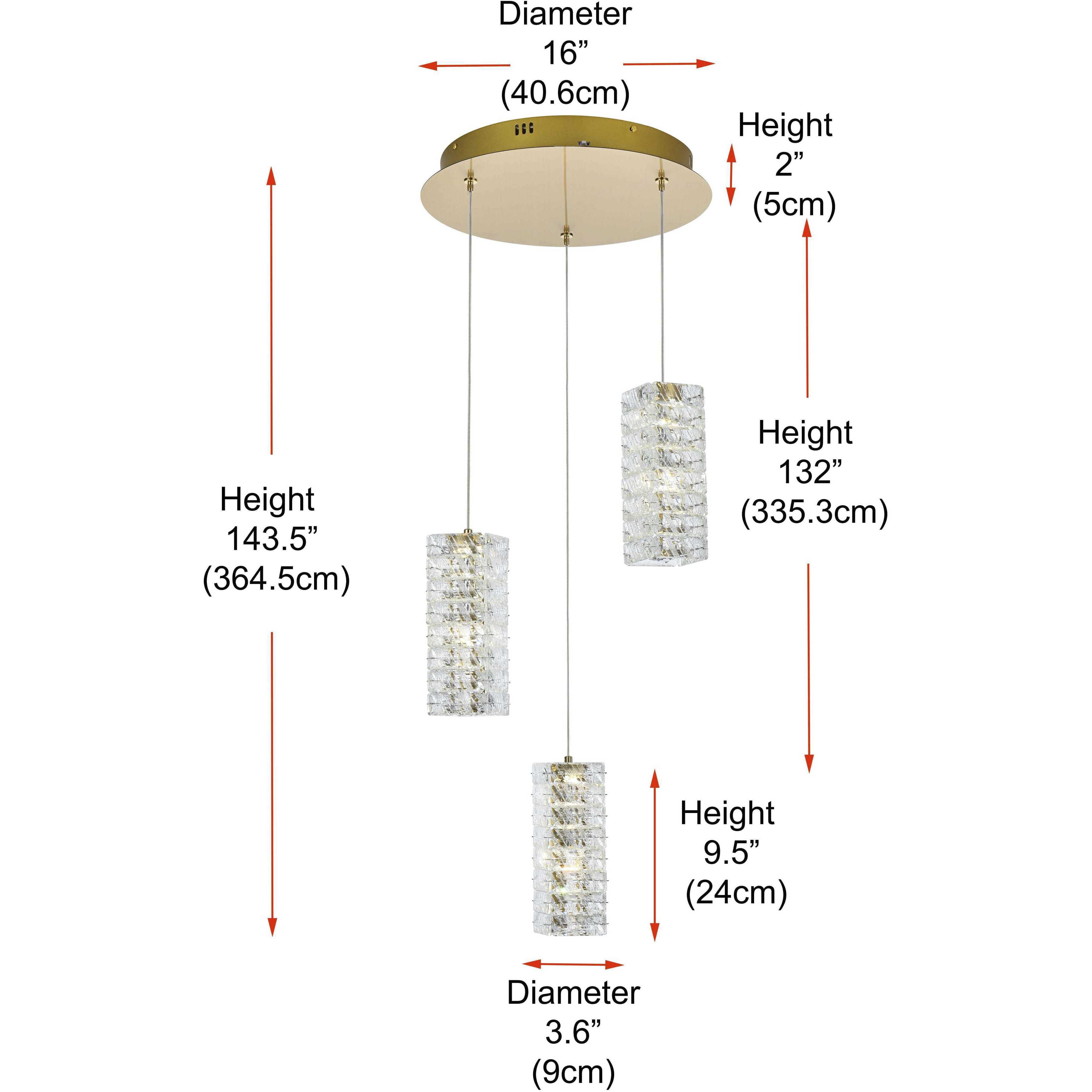 Aston 3 Light 16 inch Satin Gold Pendant Ceiling Light