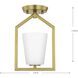 Vertex 1 Light 5 inch Brushed Gold Semi-Flush Mount Ceiling Light