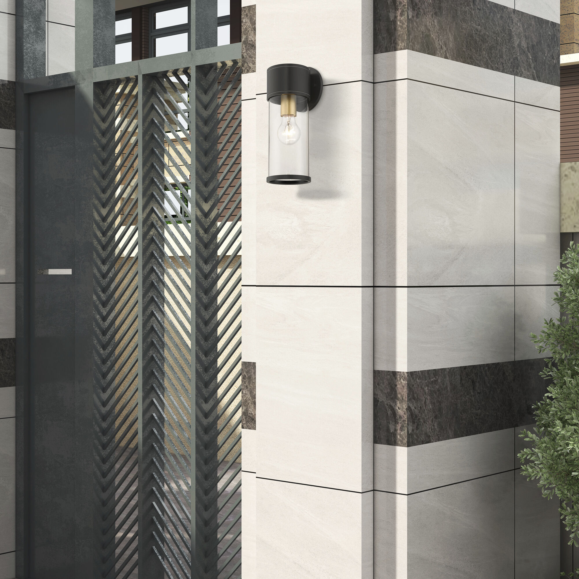 Atlantic 1 Light 4.5 inch Bronze with Antique Gold Finish Accents Outdoor Medium Wall Lantern Wall Light