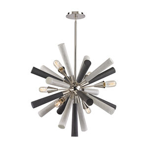 Kings 6 Light 28 inch Polished Nickel with Gray Washed Wood Tone Chandelier Ceiling Light
