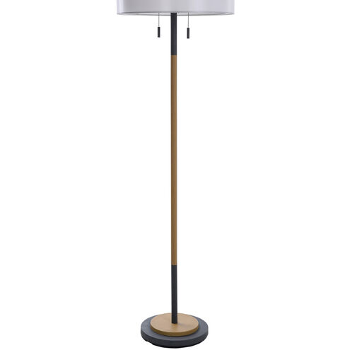 Lari 10 inch 120 watt Industrial Black Metal and Wood Floor Lamp Portable Light