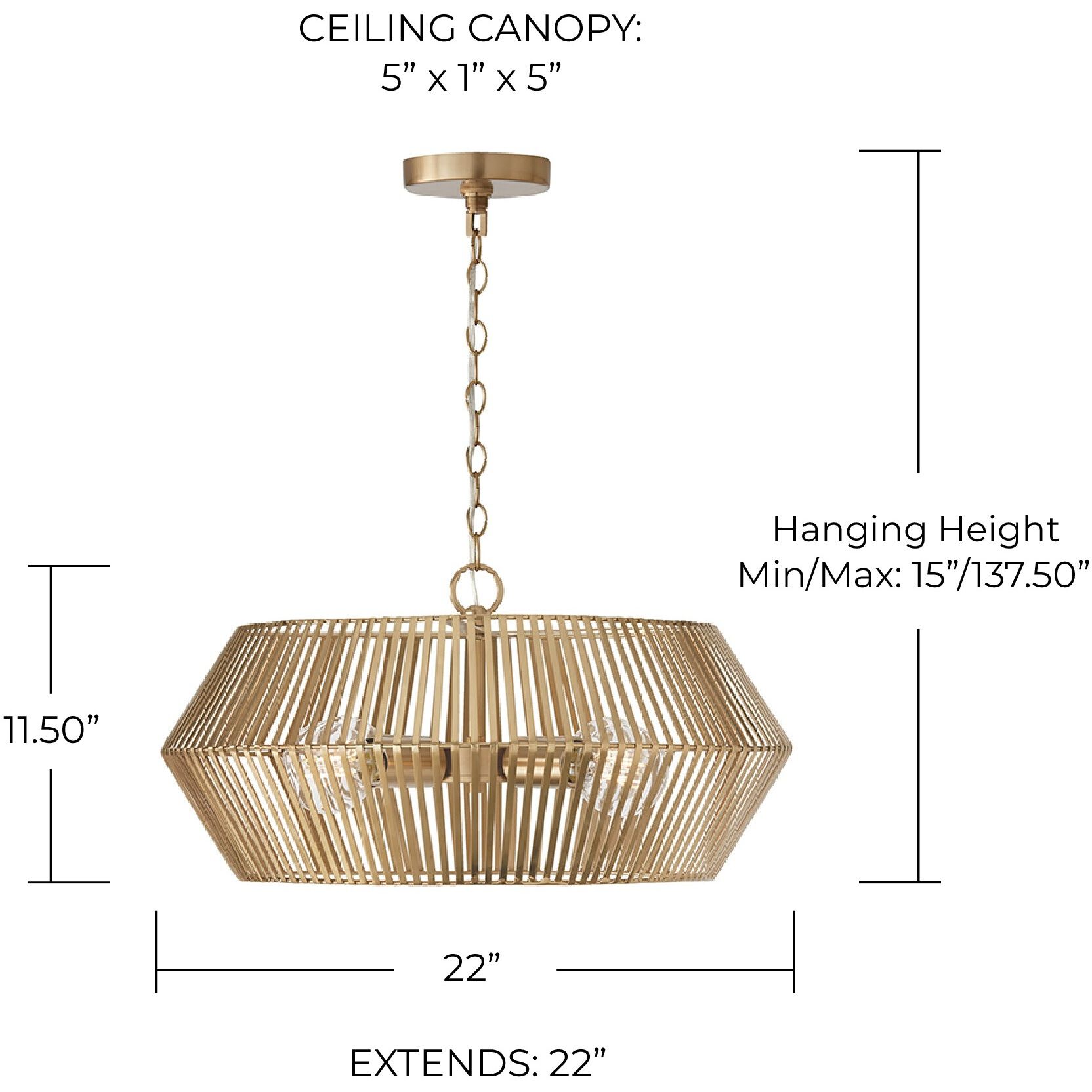 Kaiya 4 Light 22 inch Matte Brass Pendant Ceiling Light