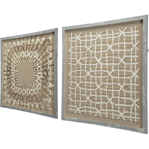 Intricate Abstract Grey and White and Cream Shadow Boxes