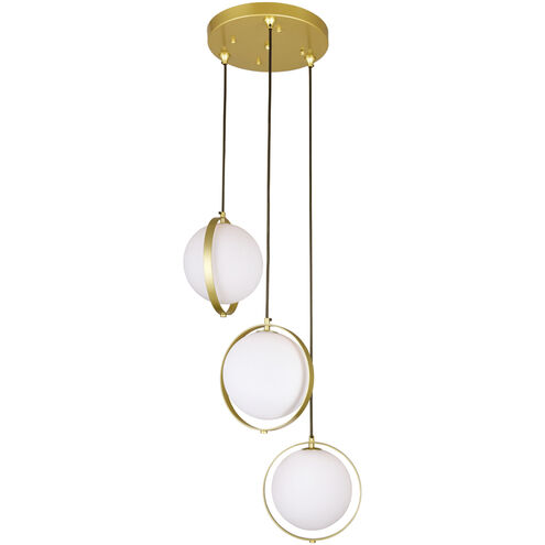 Da Vinci LED 16 inch Brass Multi Light Pendant Ceiling Light