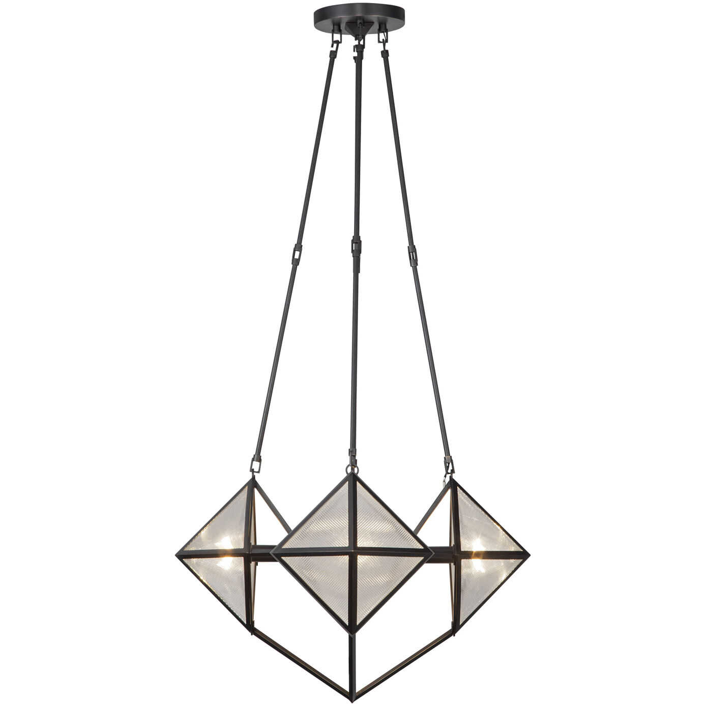 Cairo 4 Light 21 inch Ribbed Glass/Urban Bronze Chandelier Ceiling Light