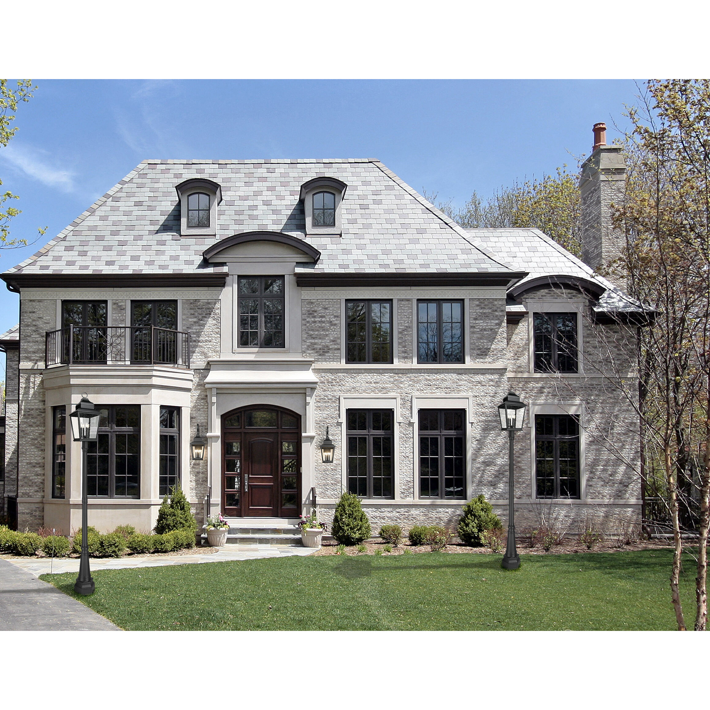 Raphael 4 Light 115 inch Sand Black Outdoor Post Mounted Fixture in Soft Sand Black