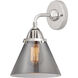 Nouveau 2 Large Cone 1 Light 8 inch Polished Chrome Sconce Wall Light in Plated Smoke Glass