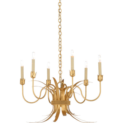 Claire 6 Light 25 inch Gold Leaf Chandelier Ceiling Light