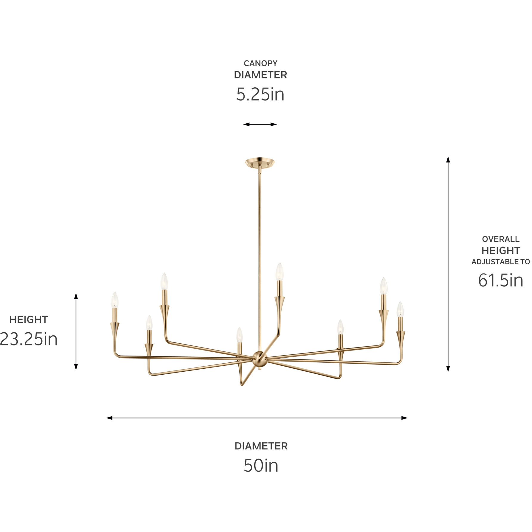 Alvaro 8 Light Champagne Bronze Chandelier Ceiling Light, 1 Tier Large