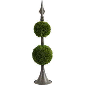 Spired Antique Bronze/Green Faux Boxwood Topiary