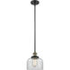 Franklin Restoration Bell 1 Light 8 inch Black Antique Brass Mini Pendant Ceiling Light in Incandescent, Clear, Franklin Restoration