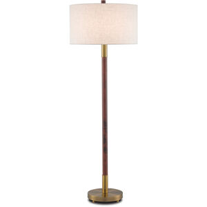 Bravo 66 inch 150 watt Mahogany/Antique Brass Floor Lamp Portable Light