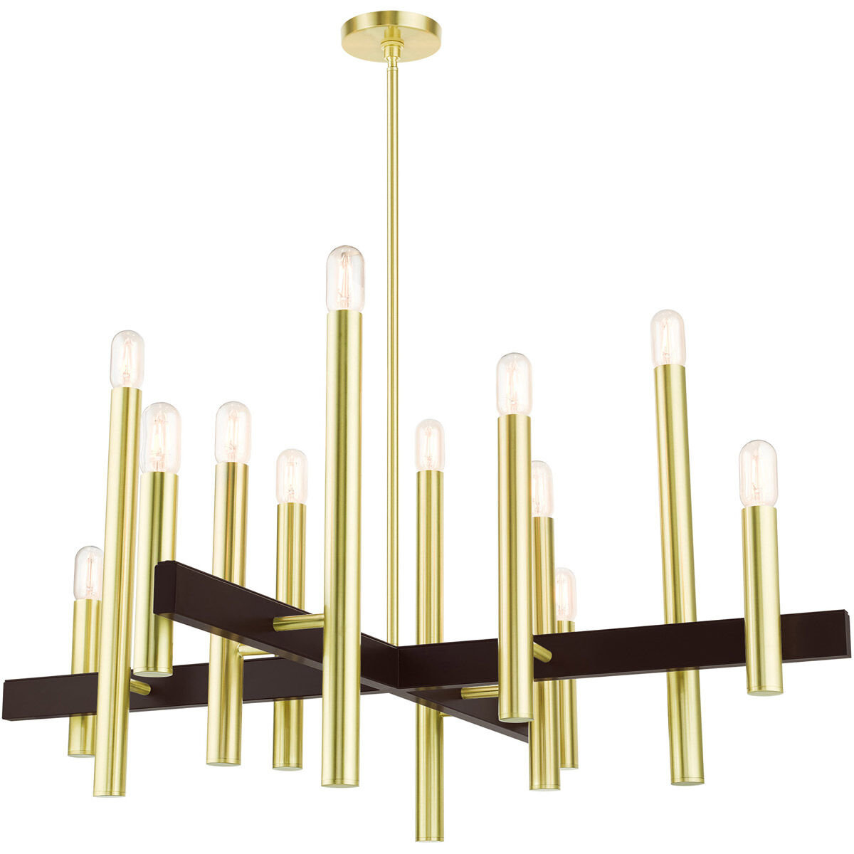 Helsinki 12 Light 44 inch Satin Brass Chandelier Ceiling Light