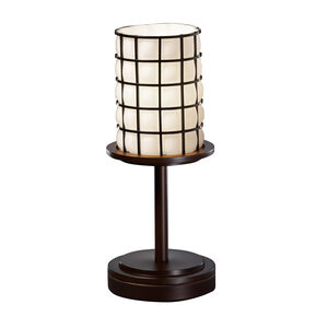 Wire Glass 12 inch 60 watt Dark Bronze Table Lamp Portable Light in Grid with Clear Bubbles, Incandescent