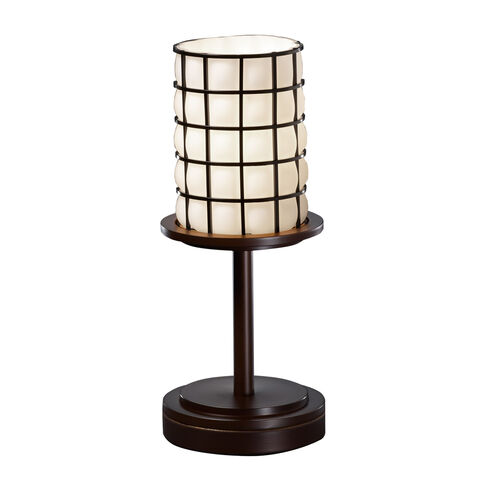 Wire Glass 12 inch 9 watt Brushed Nickel Table Lamp Portable Light in 700 Lm LED, Grid with Clear Bubbles
