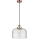 Ballston X-Large Bell 1 Light 12 inch Antique Copper Mini Pendant Ceiling Light in Seedy Glass