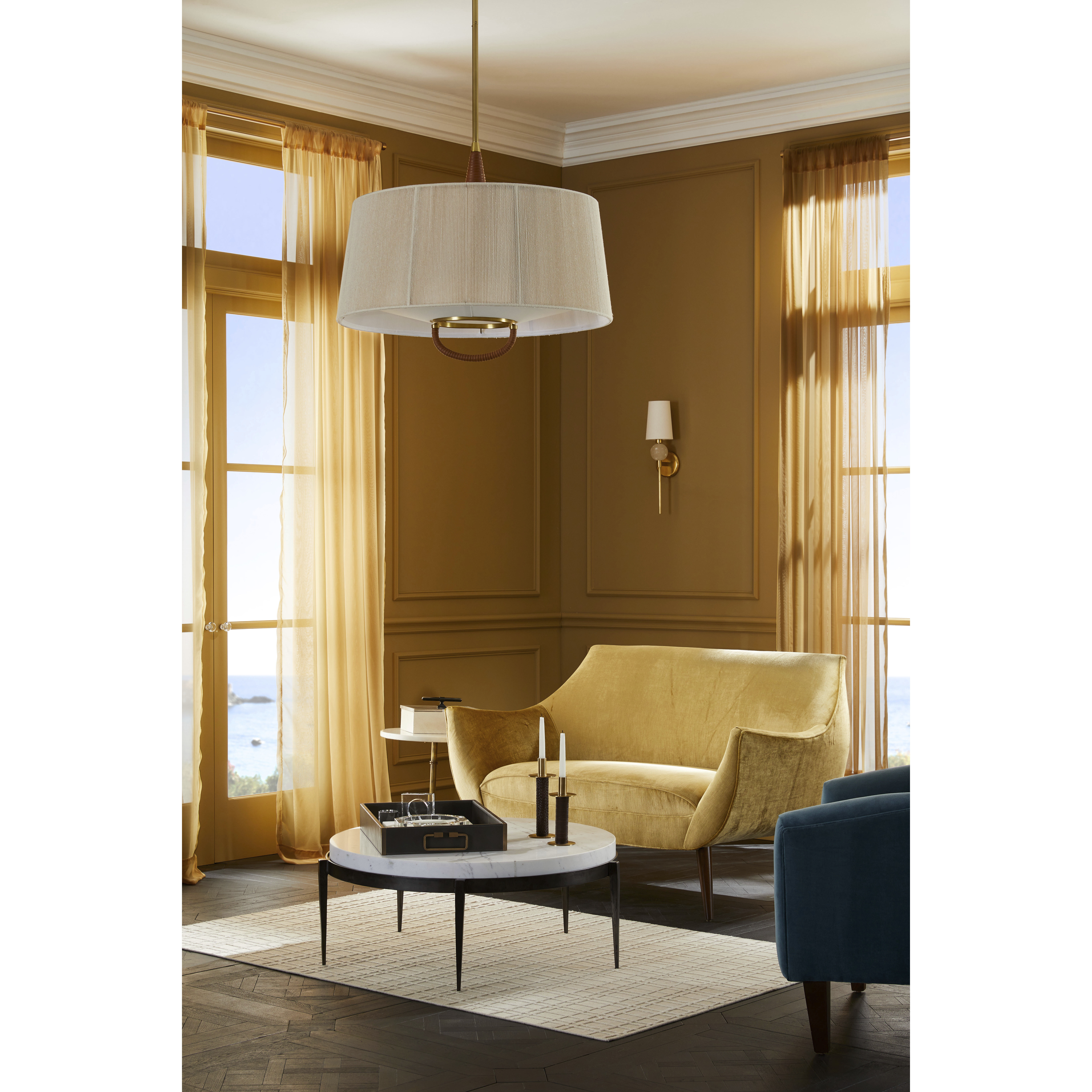 Middlebury 6 Light 28.5 inch Natural and Antique Brass Pendant Ceiling Light