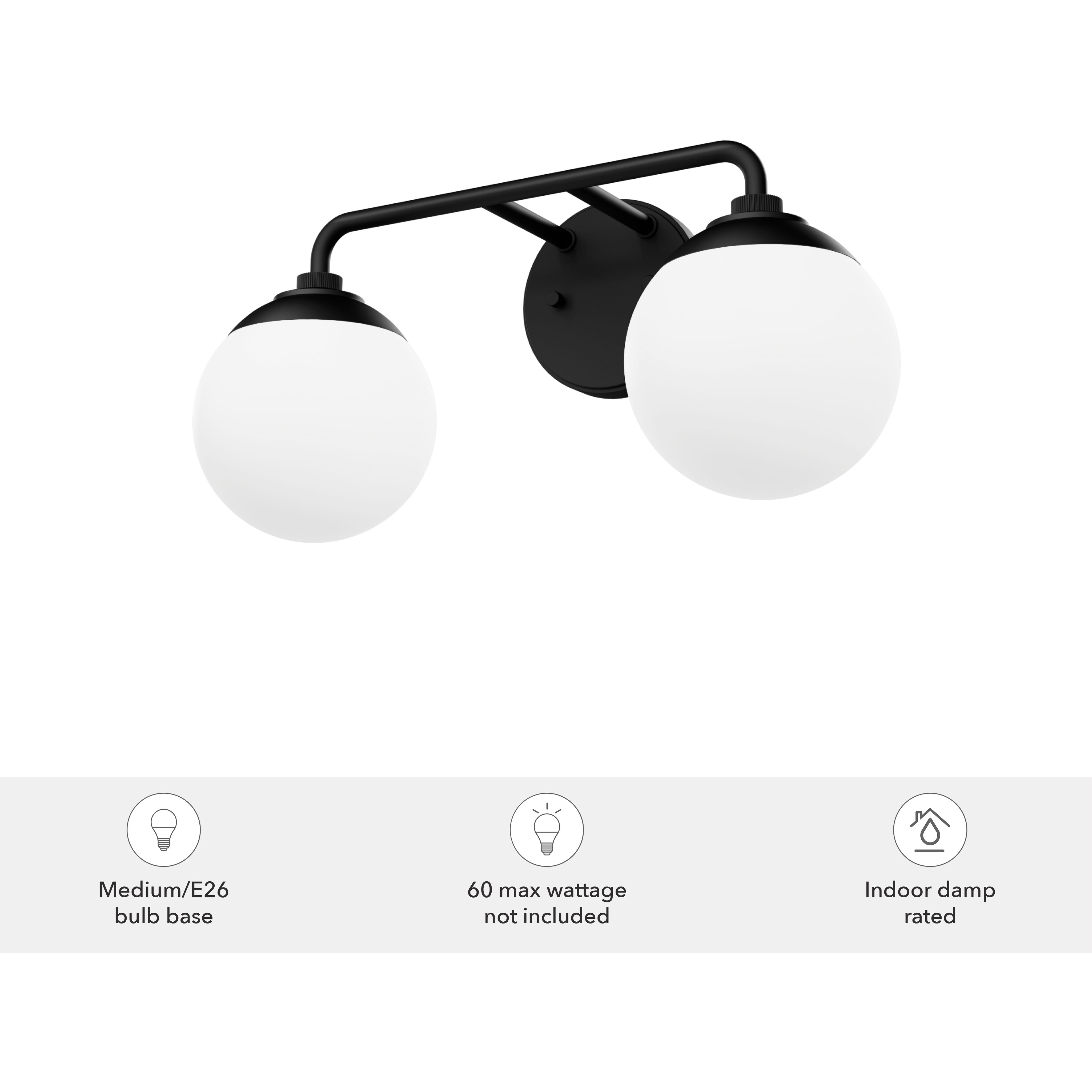 Hepburn 2 Light 18 inch Matte Black Vanity Light Wall Light