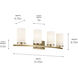 Crosby 4 Light 31.25 inch Natural Brass Bath Light Wall Light