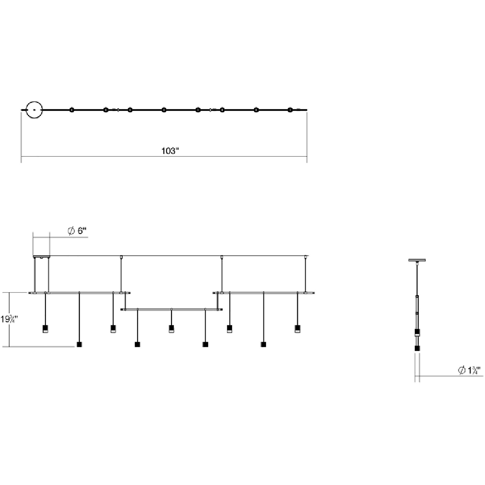 Suspenders LED 104 inch Satin Black Modular Pendant Composition Ceiling Light