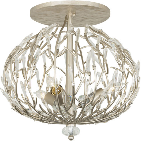 Bask 3 Light 18 inch Gold Dust Semi-Flush Ceiling Light, Premium Pre-Installed Crystal