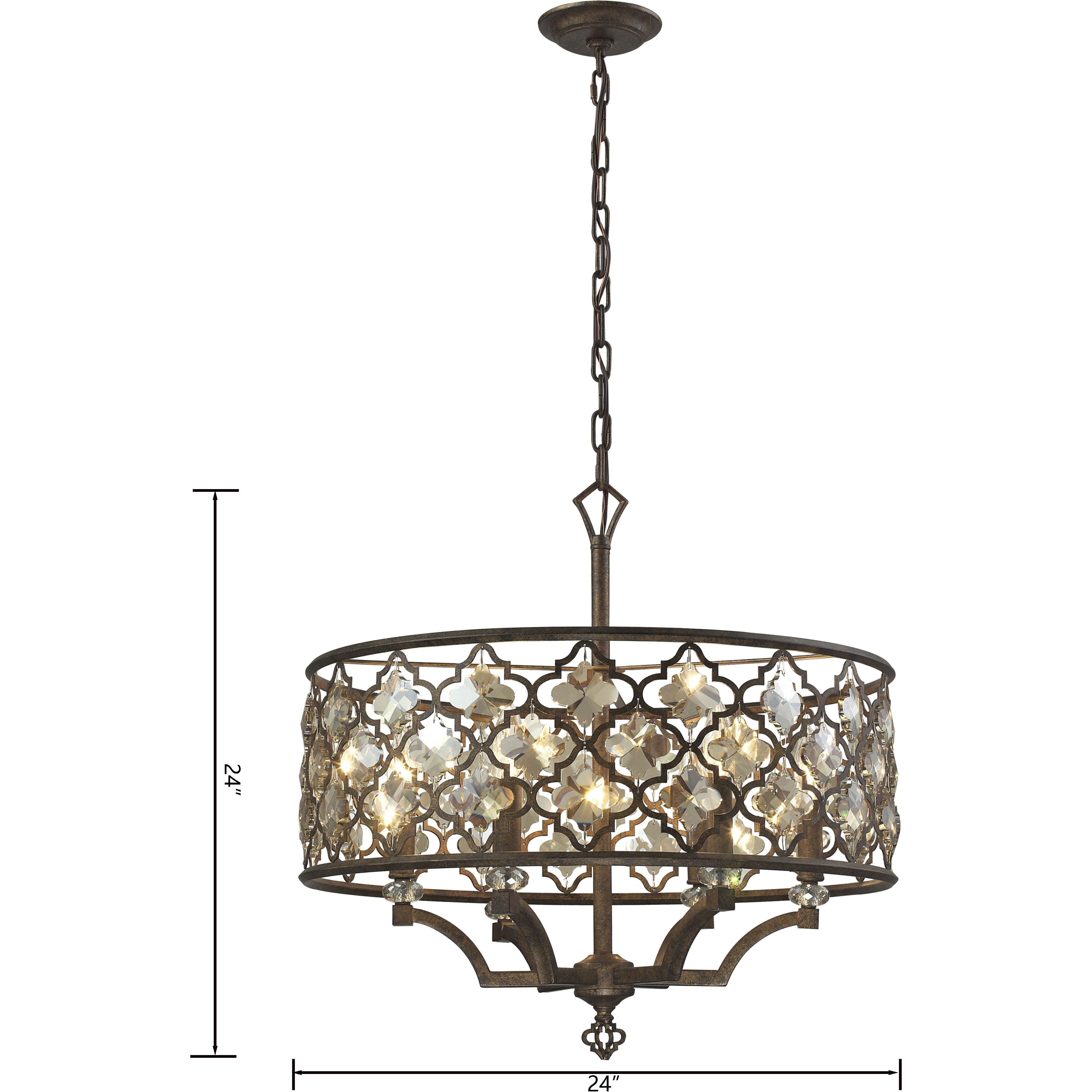 Armand 6 Light 24 inch Weathered Bronze with Clear Chandelier Ceiling Light
