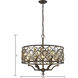 Armand 6 Light 24 inch Weathered Bronze with Clear Chandelier Ceiling Light