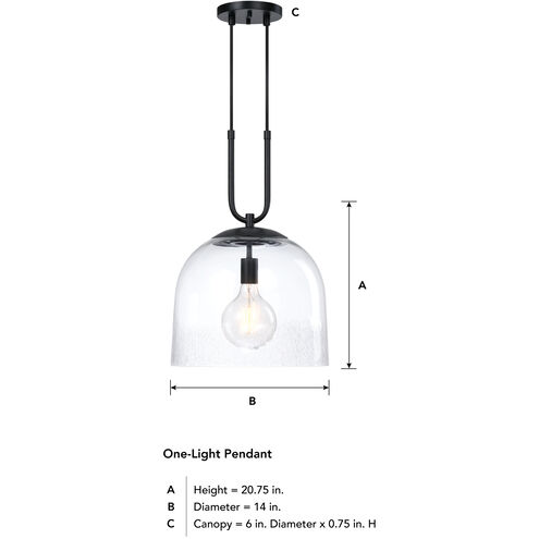 Astra LED 14 inch Matte Black Down Pendant Ceiling Light